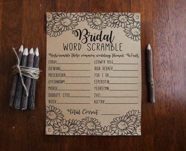 Bridal Word Scramble Bridal Shower Game
