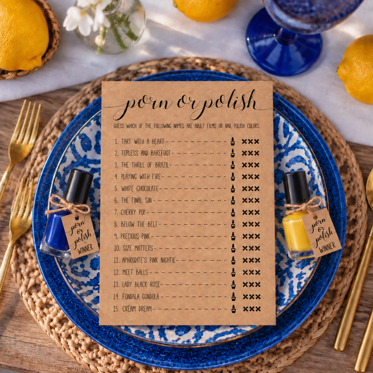 Porn Or Polish Bridal Shower Game