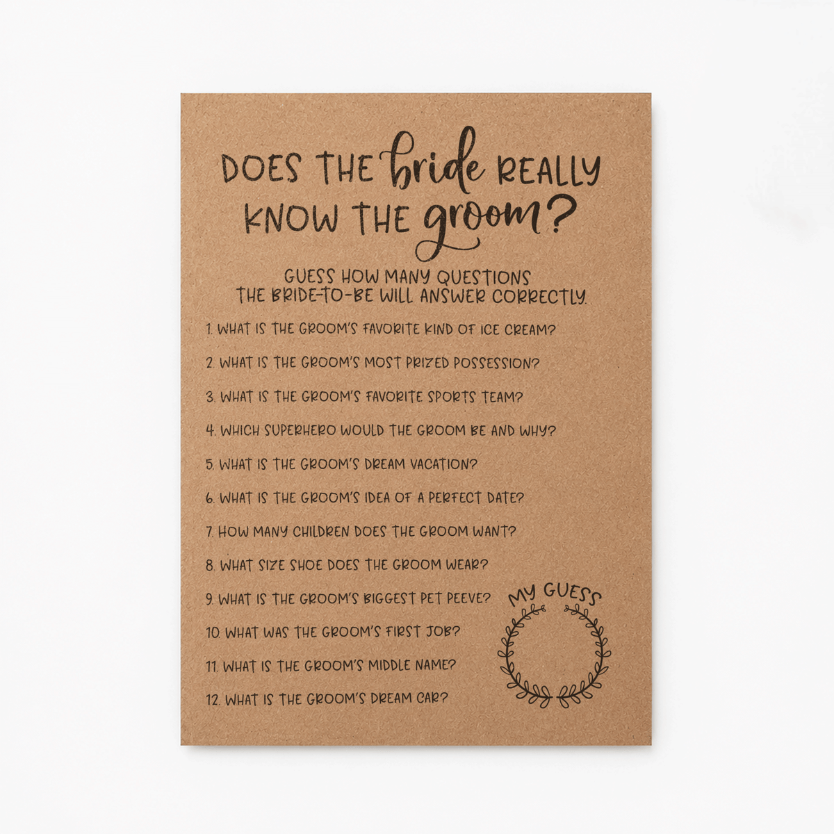 Does The Bride Really Know The Groom Bridal Shower Game