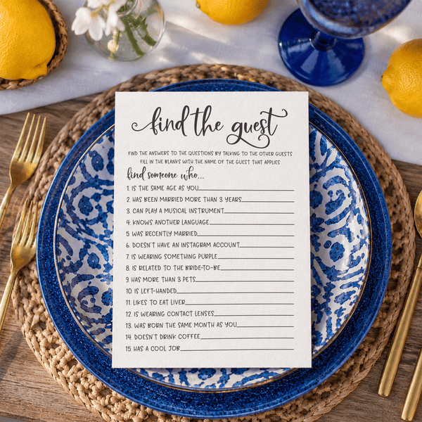 Find The Guest Bridal Shower Game