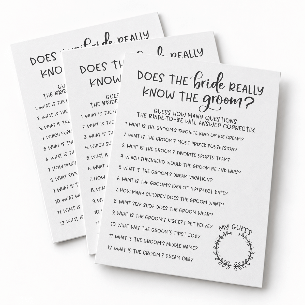 Does The Bride Really Know The Groom Bridal Shower Game