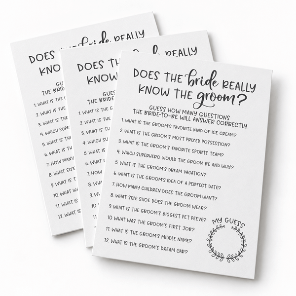 Does The Bride Really Know The Groom Bridal Shower Game