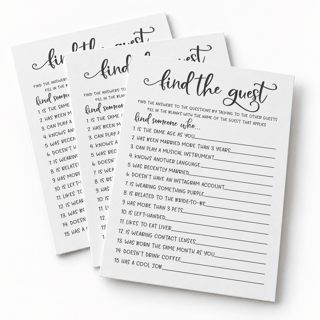 Find The Guest Bridal Shower Game