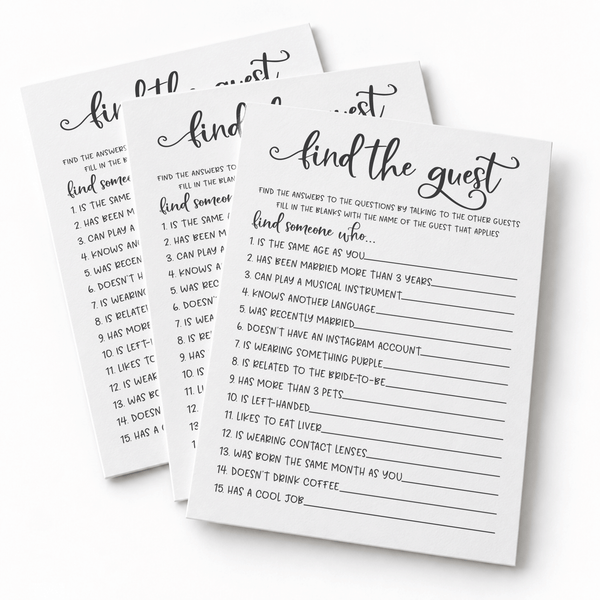Find The Guest Bridal Shower Game