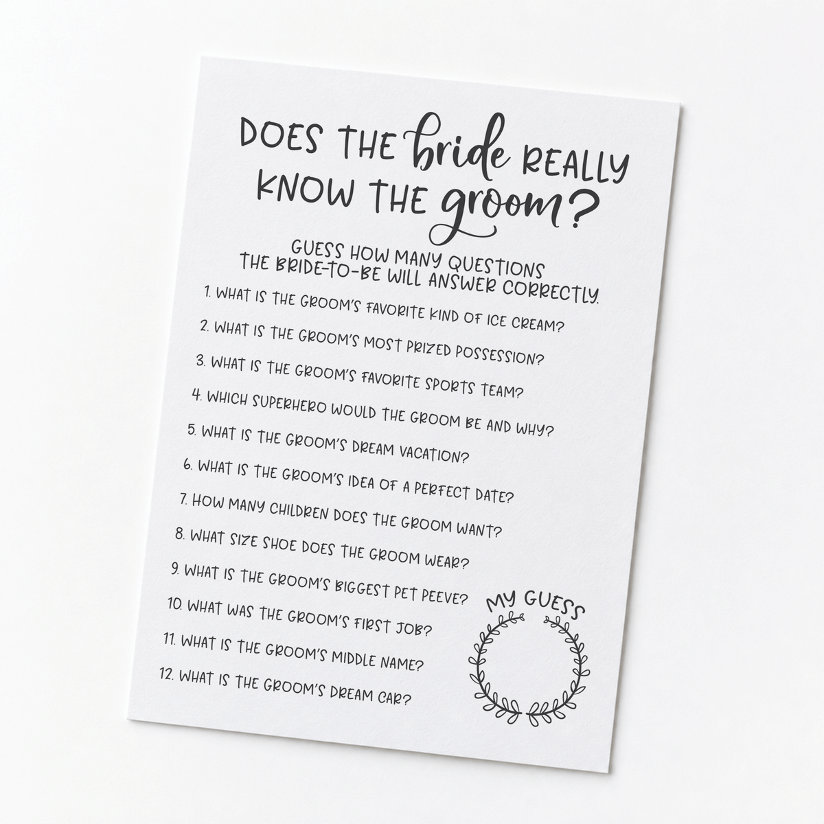 Does The Bride Really Know The Groom Bridal Shower Game