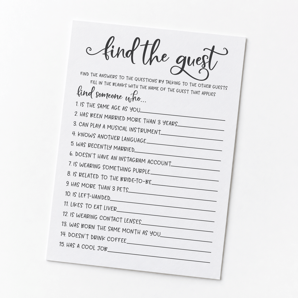 Find The Guest Bridal Shower Game