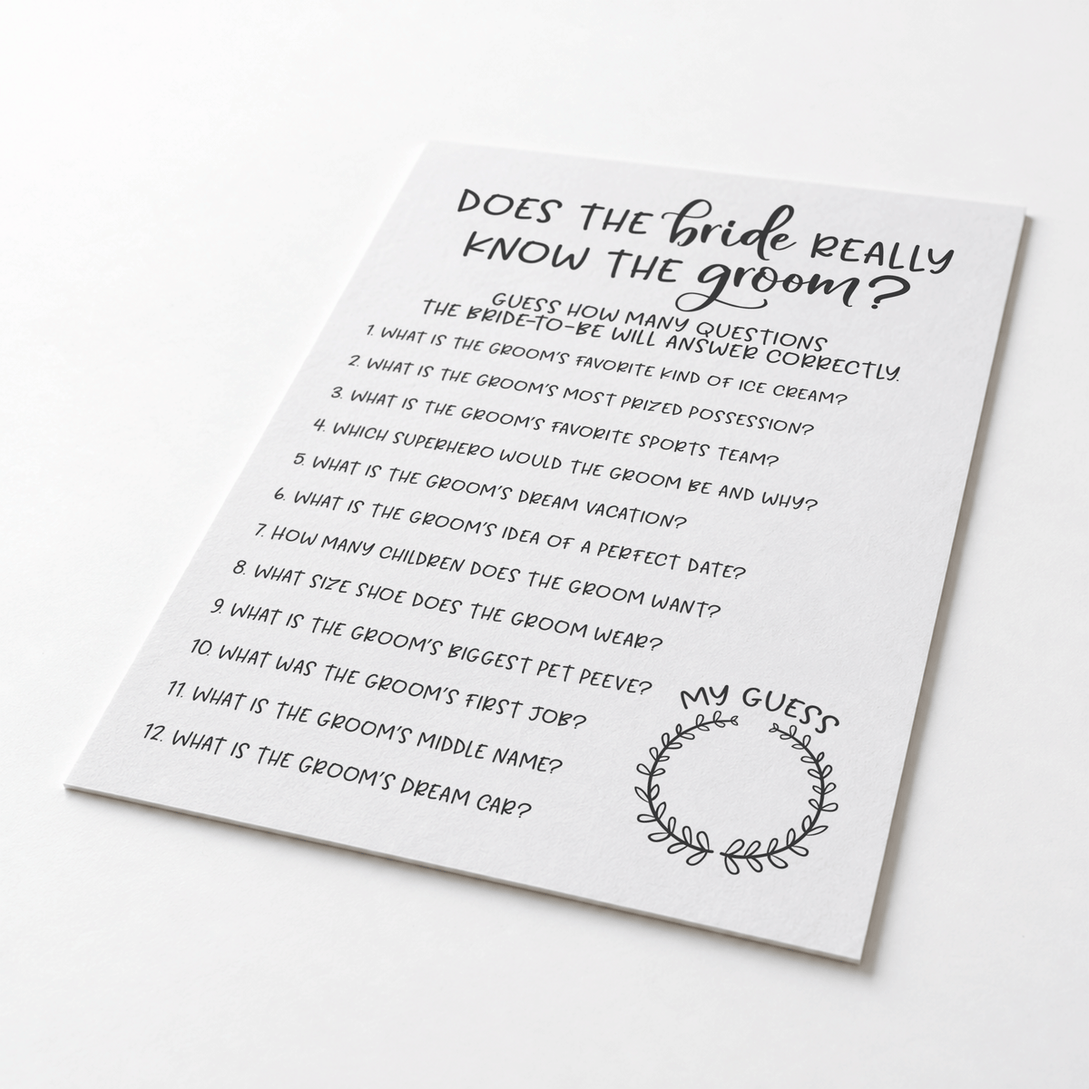 Does The Bride Really Know The Groom Bridal Shower Game