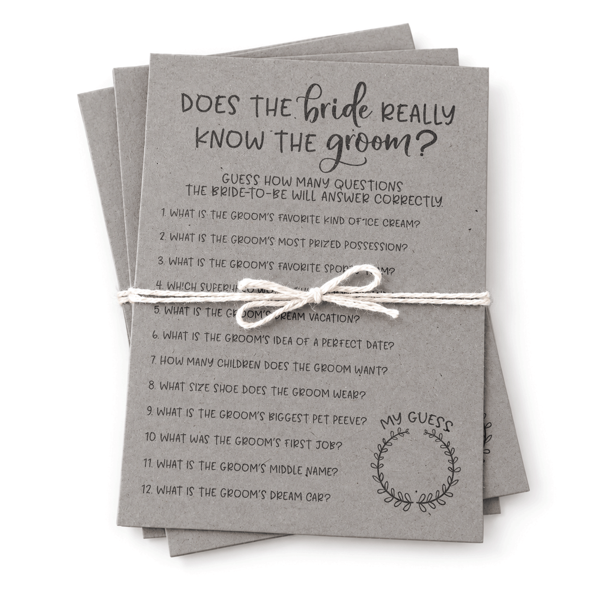 Does The Bride Really Know The Groom Bridal Shower Game