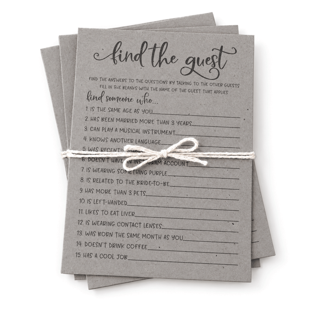 Find The Guest Bridal Shower Game