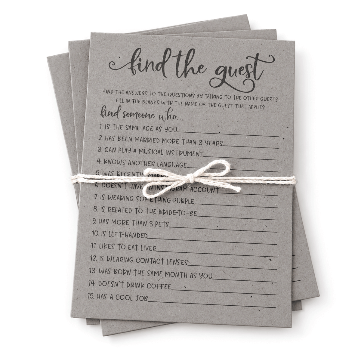 Find The Guest Bridal Shower Game