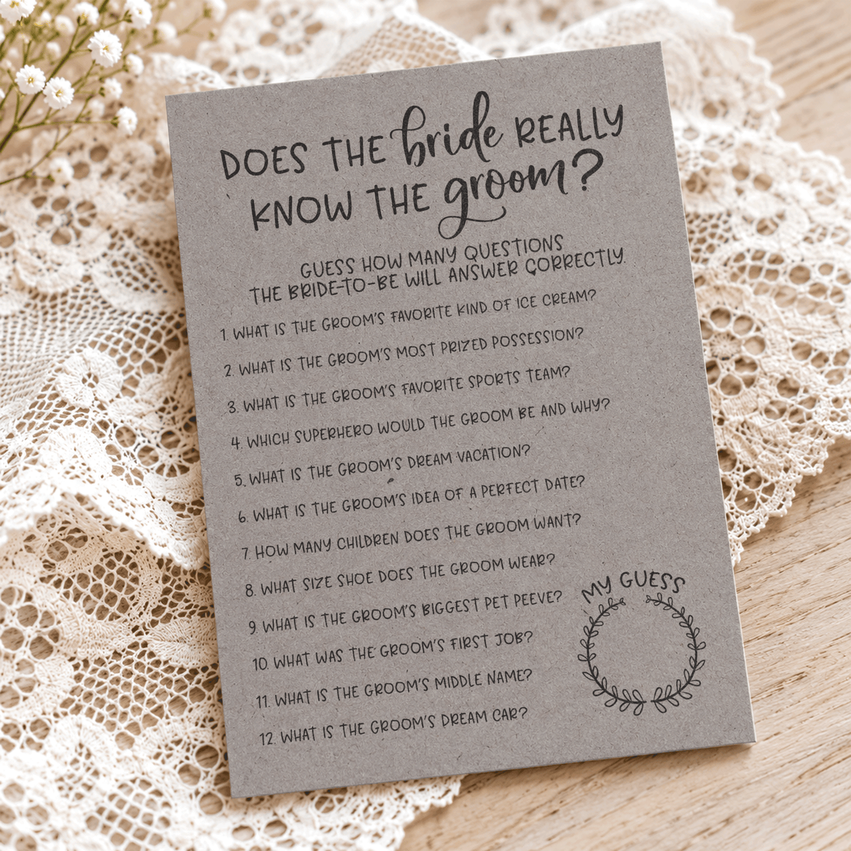 Does The Bride Really Know The Groom Bridal Shower Game
