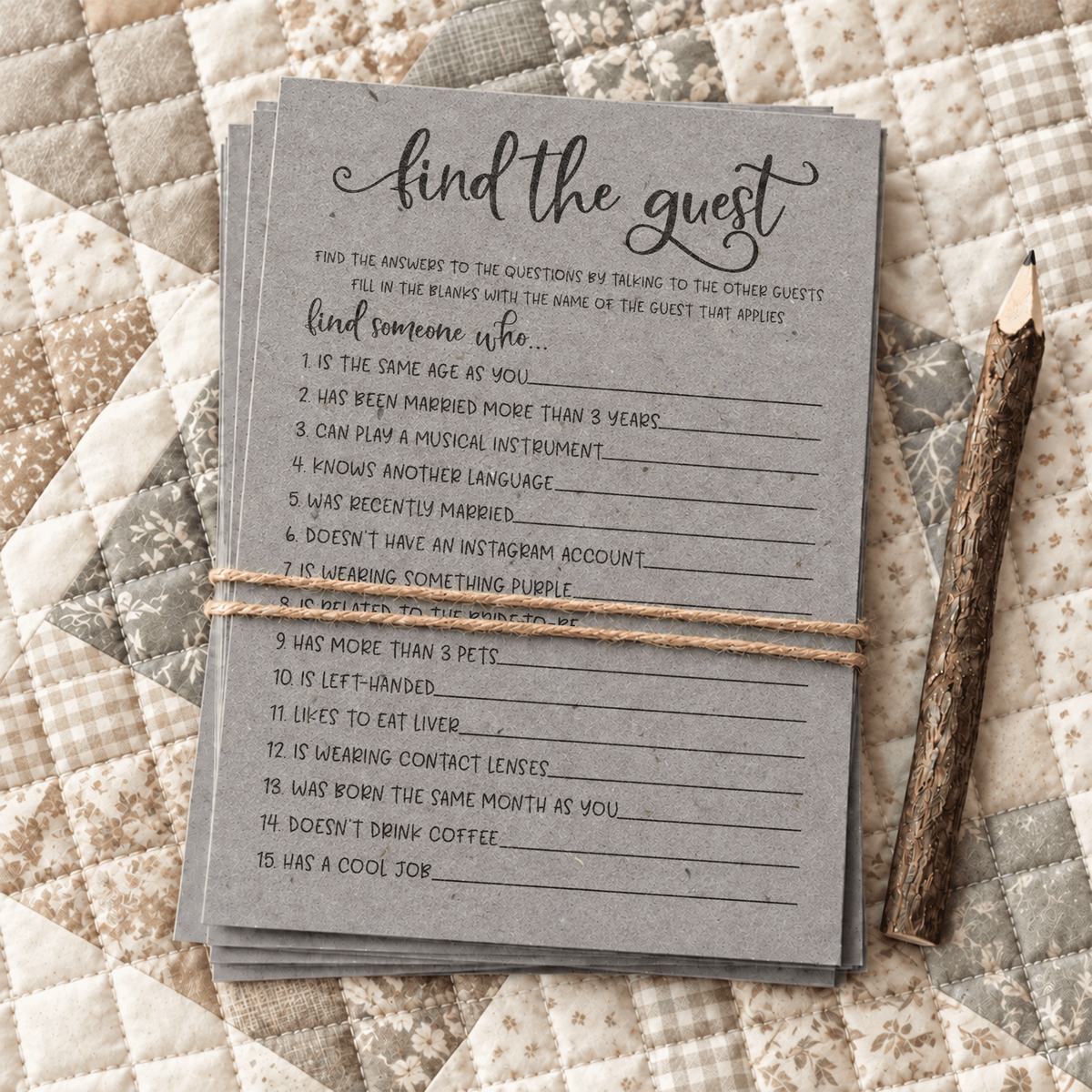 Find The Guest Bridal Shower Game