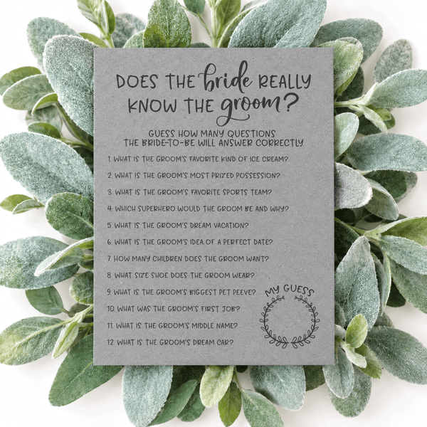 Does The Bride Really Know The Groom Bridal Shower Game