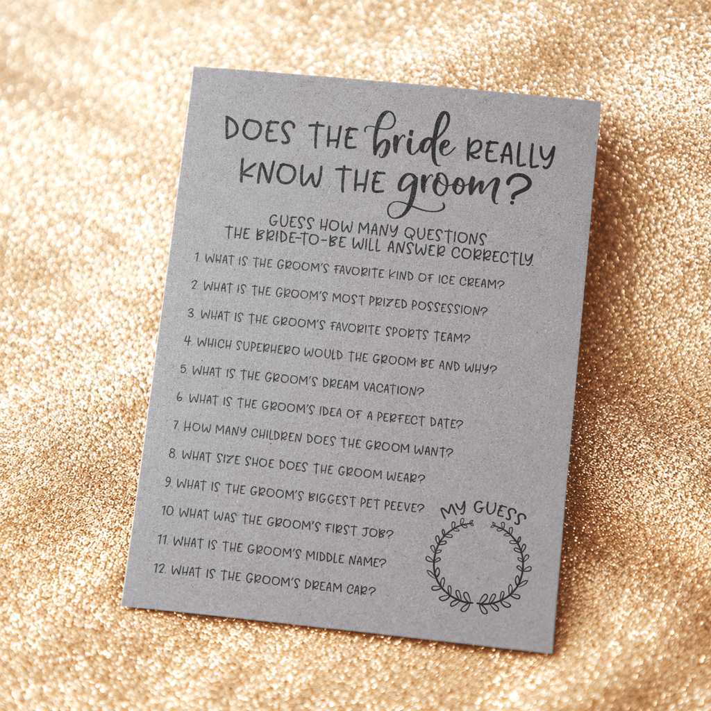 Does The Bride Really Know The Groom Bridal Shower Game