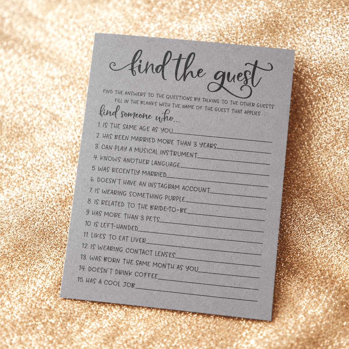 Find The Guest Bridal Shower Game