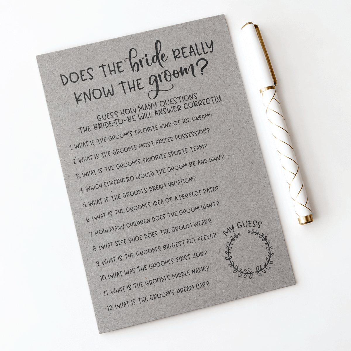 Does The Bride Really Know The Groom Bridal Shower Game