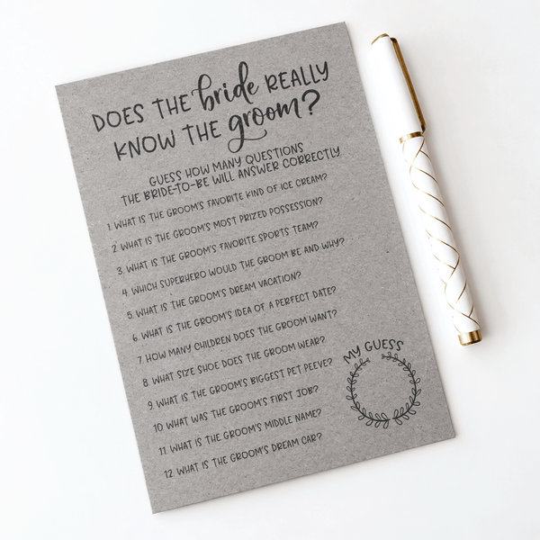 Does The Bride Really Know The Groom Bridal Shower Game