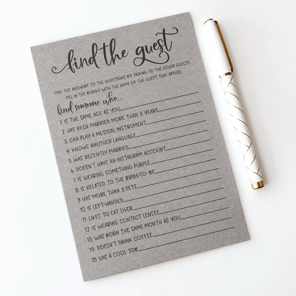 Find The Guest Bridal Shower Game