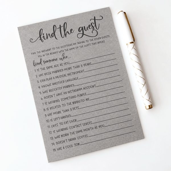 Find The Guest Bridal Shower Game