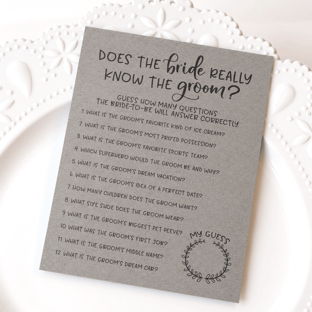 Does The Bride Really Know The Groom Bridal Shower Game