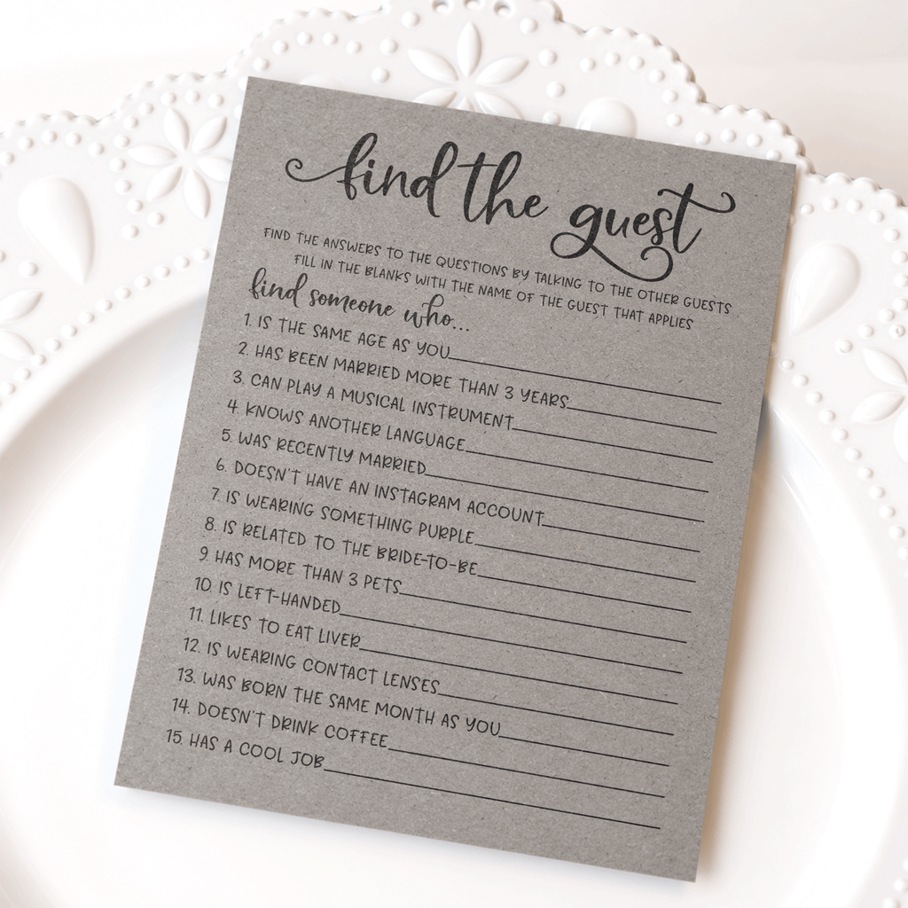 Find The Guest Bridal Shower Game