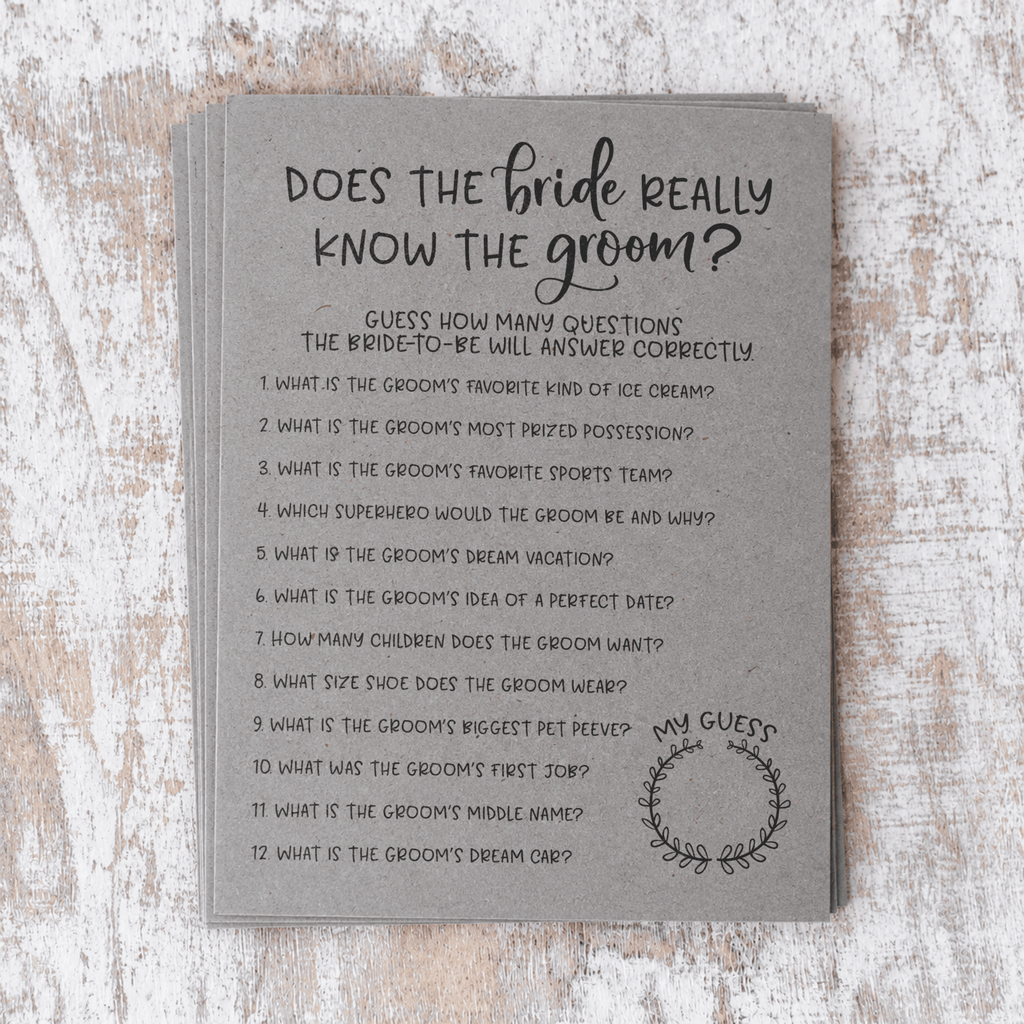 Does The Bride Really Know The Groom Bridal Shower Game