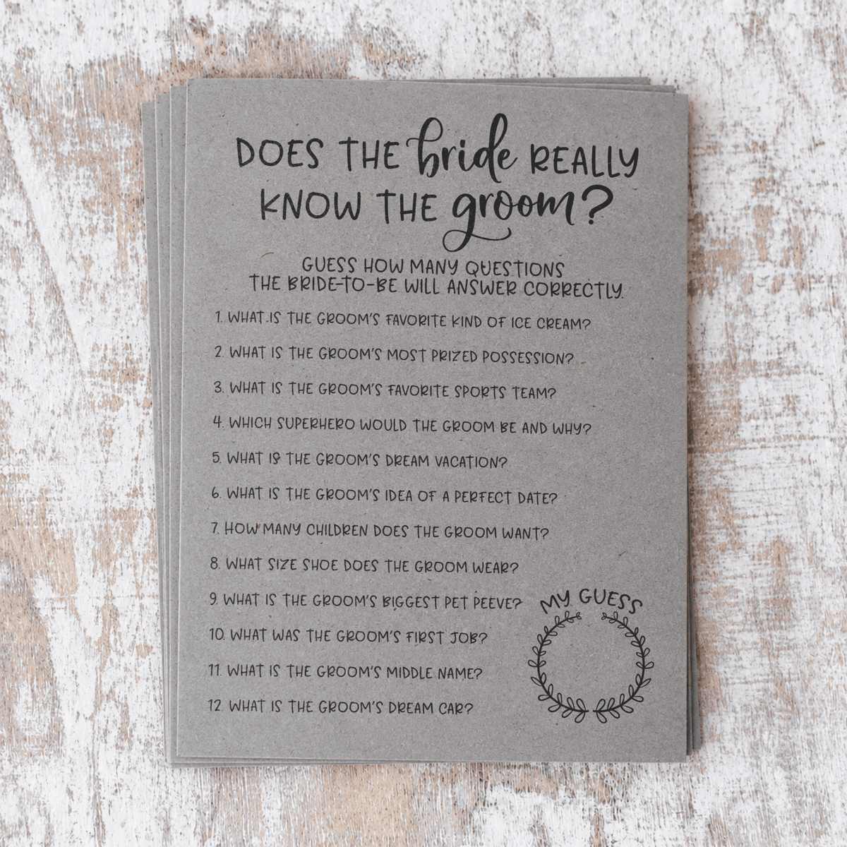 Does The Bride Really Know The Groom Bridal Shower Game