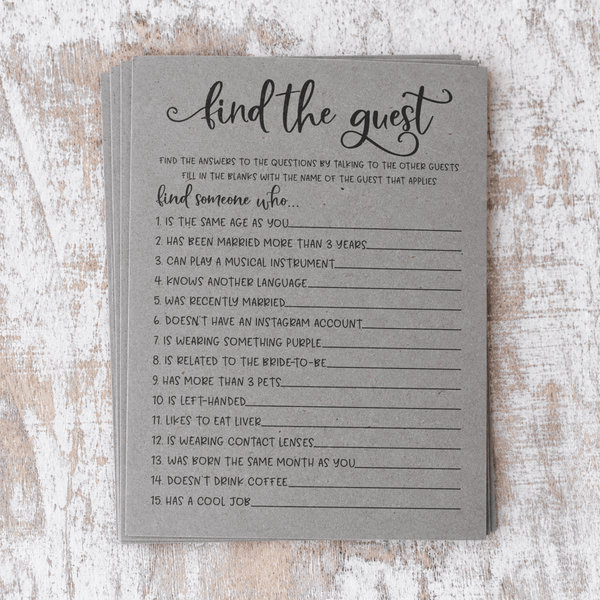Find The Guest Bridal Shower Game
