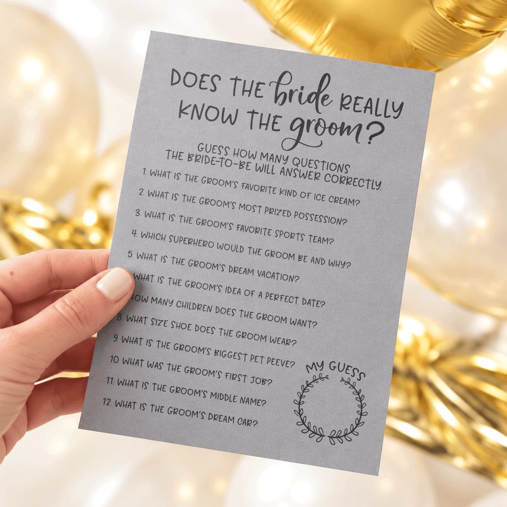 Does The Bride Really Know The Groom Bridal Shower Game