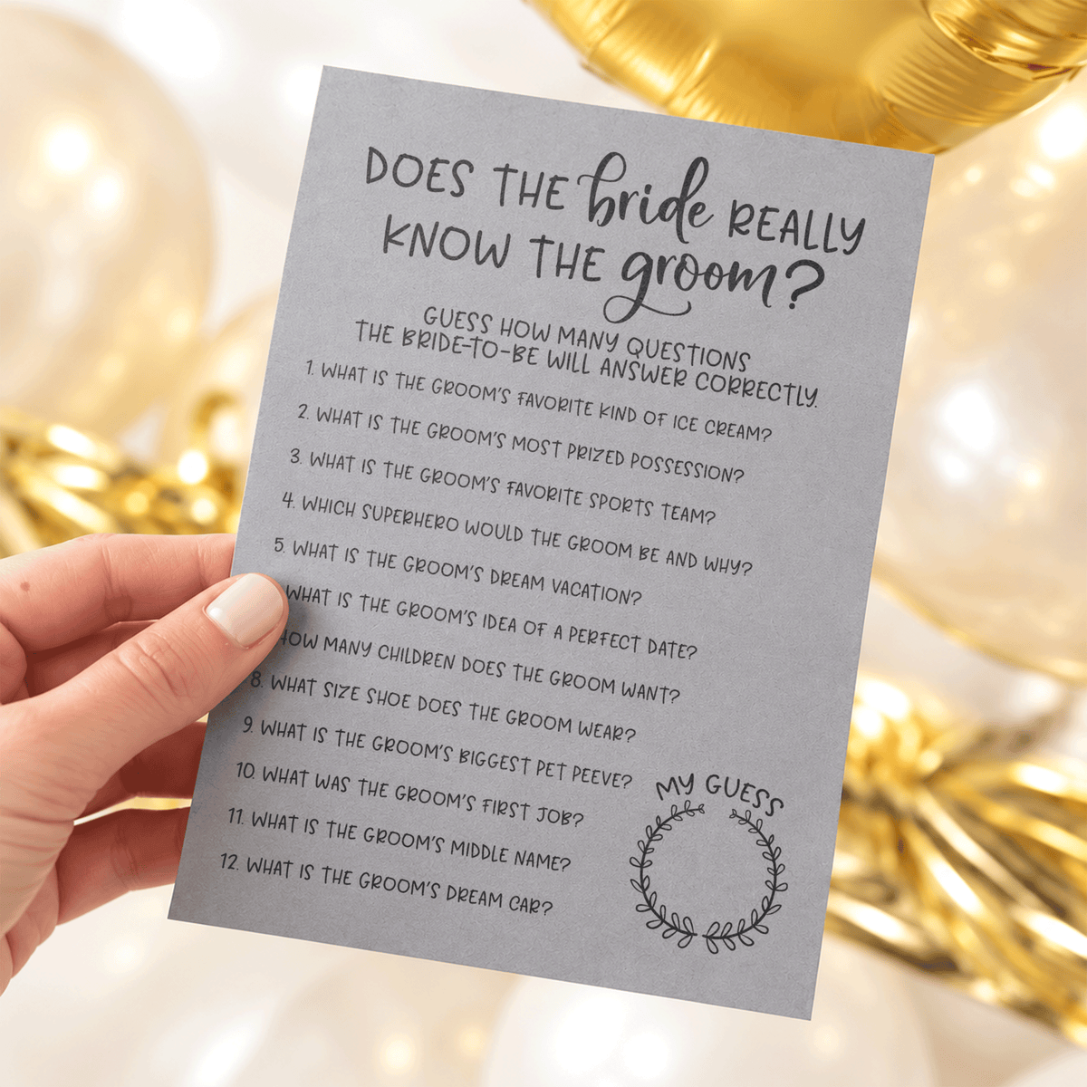 Does The Bride Really Know The Groom Bridal Shower Game