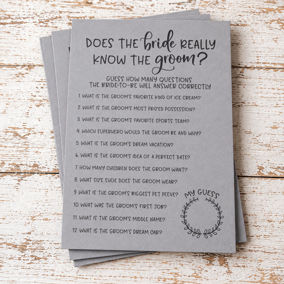 Does The Bride Really Know The Groom Bridal Shower Game