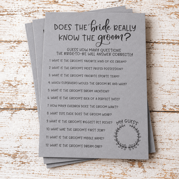 Does The Bride Really Know The Groom Bridal Shower Game