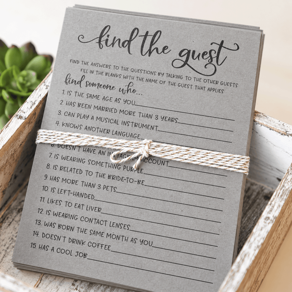 Find The Guest Bridal Shower Game
