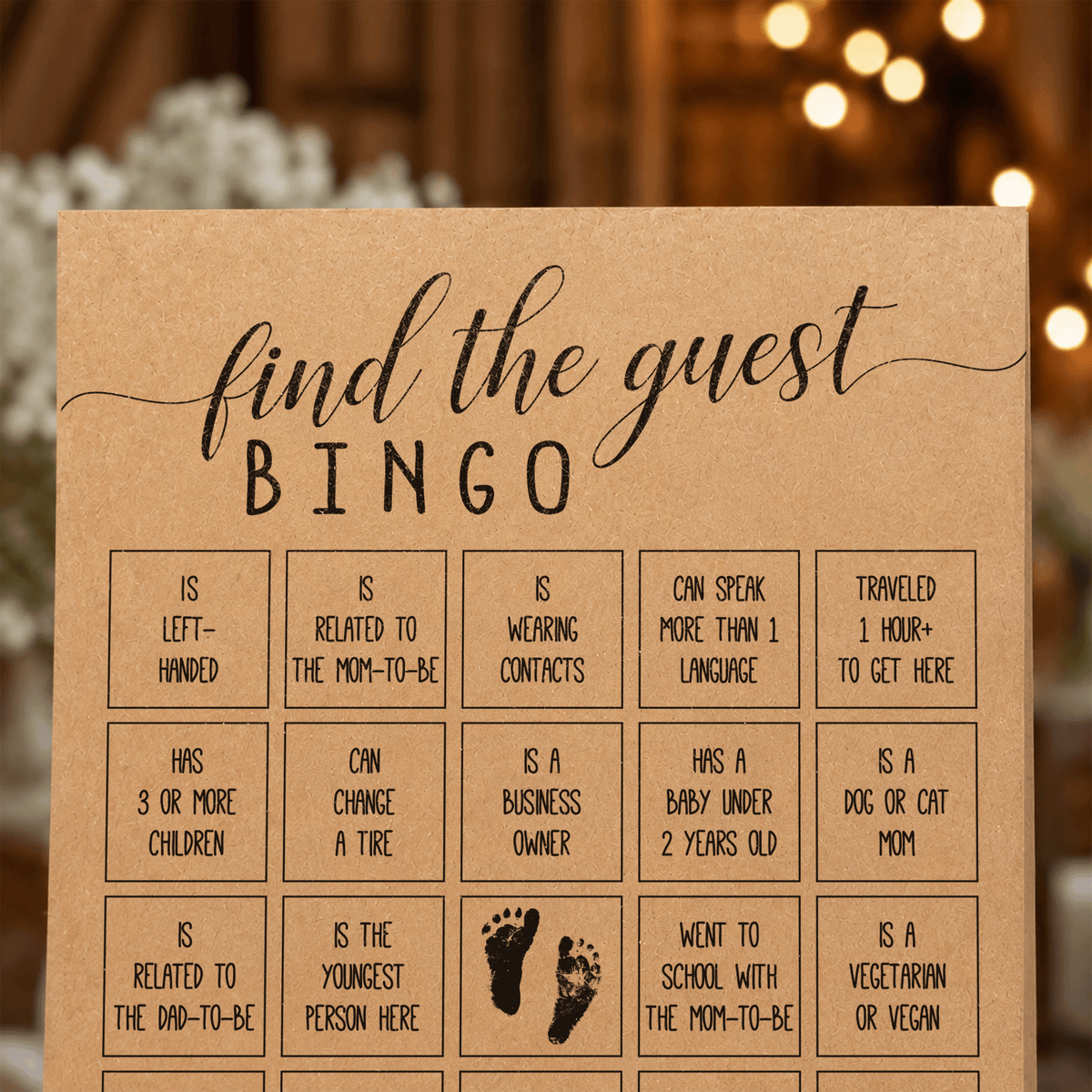 Find The Guest Bingo Baby Shower Game