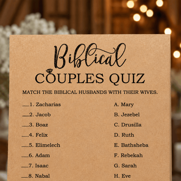 Bible Couples Quiz Bridal Shower Game