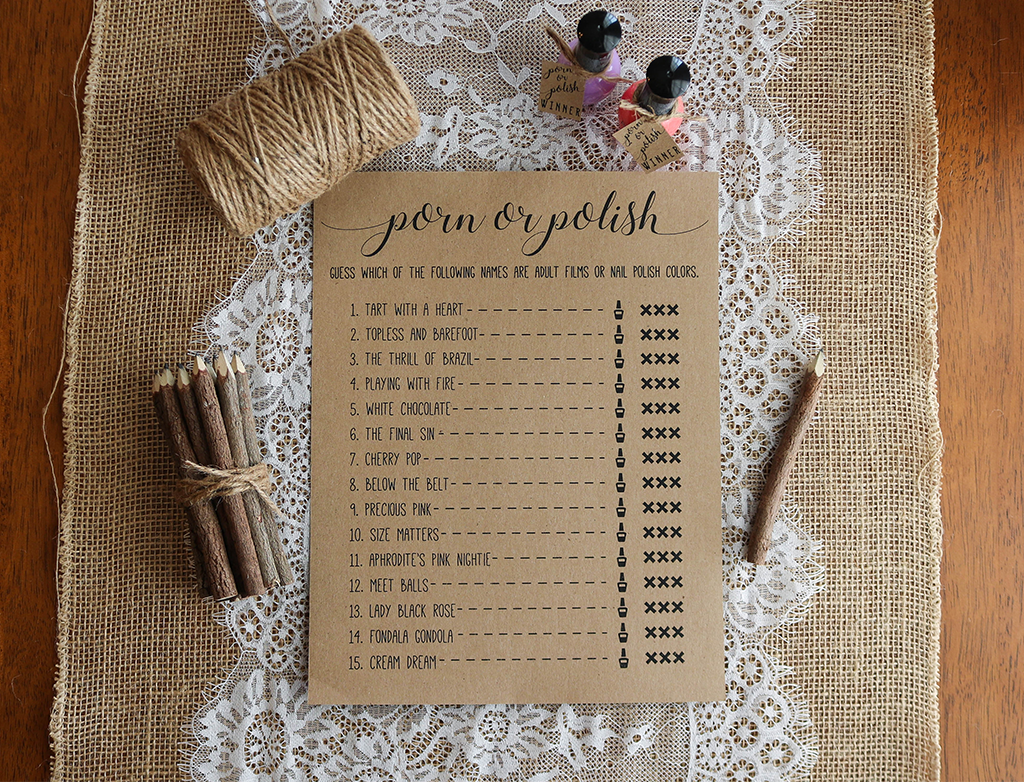 Porn Or Polish Bridal Shower Game