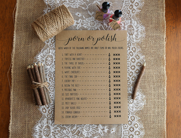 Porn Or Polish Bridal Shower Game