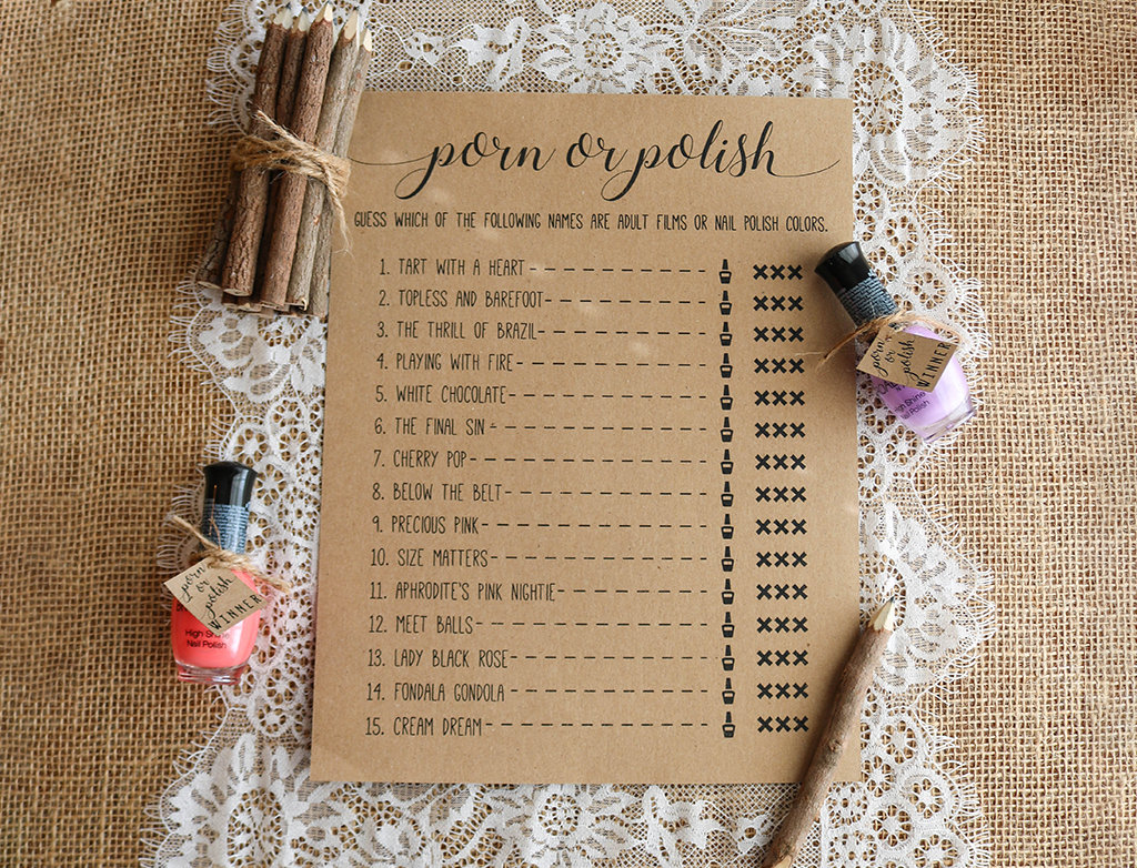 Porn Or Polish Bridal Shower Game