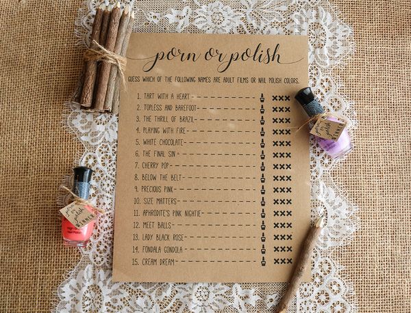 Porn Or Polish Bridal Shower Game