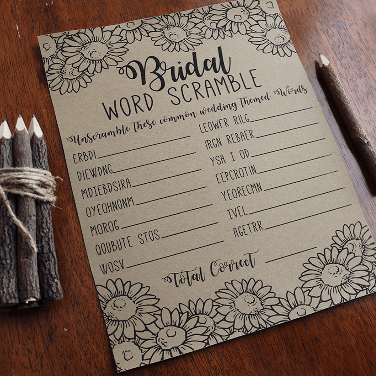 Bridal Word Scramble Bridal Shower Game
