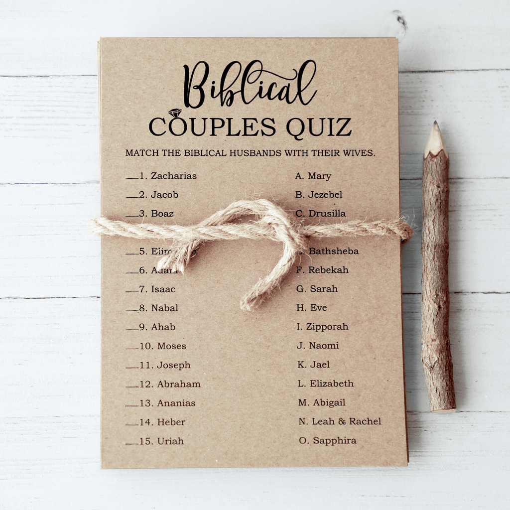 Bible Couples Quiz Bridal Shower Game