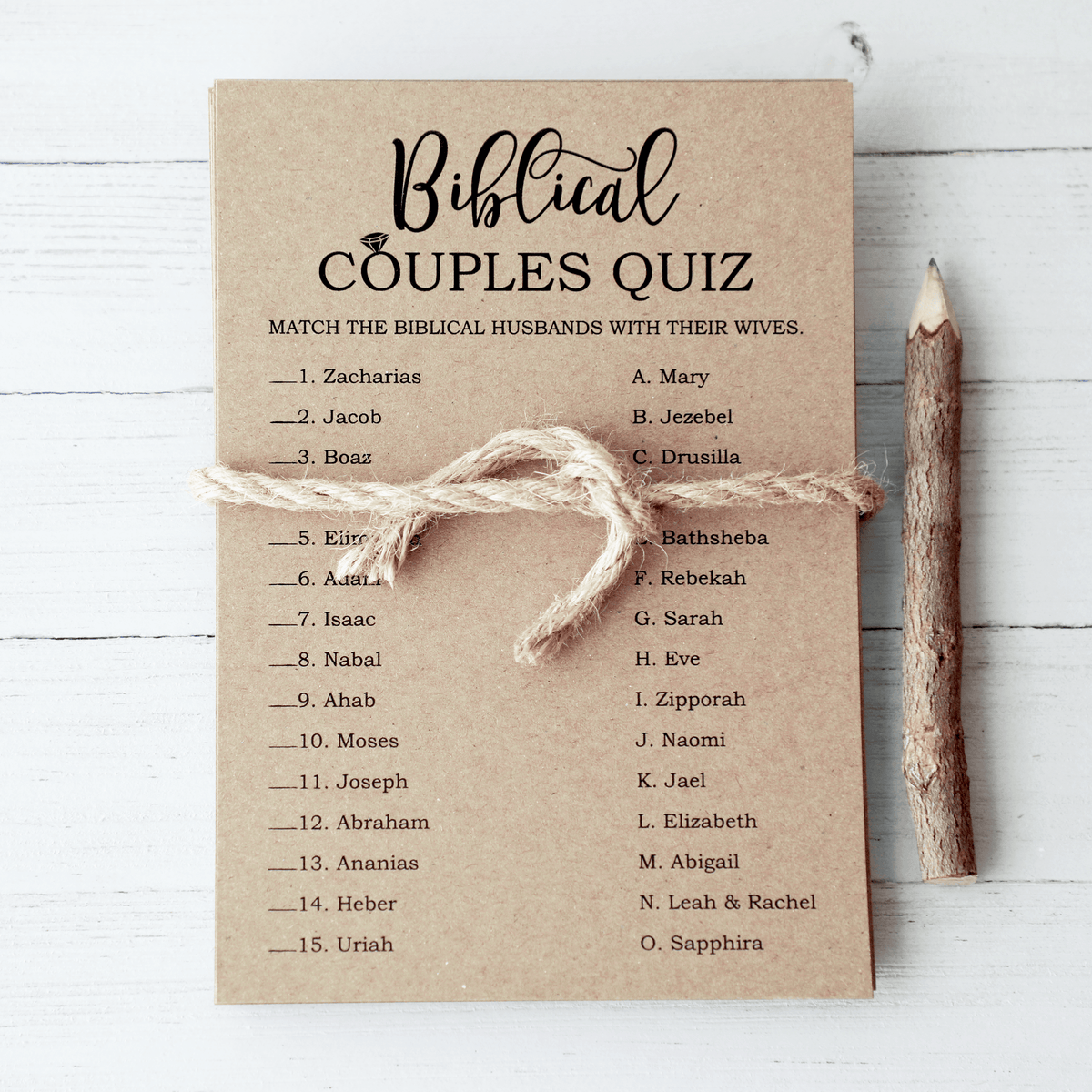 Bible Couples Quiz Bridal Shower Game