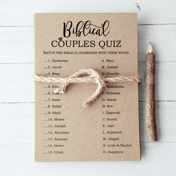 Bible Couples Quiz Bridal Shower Game