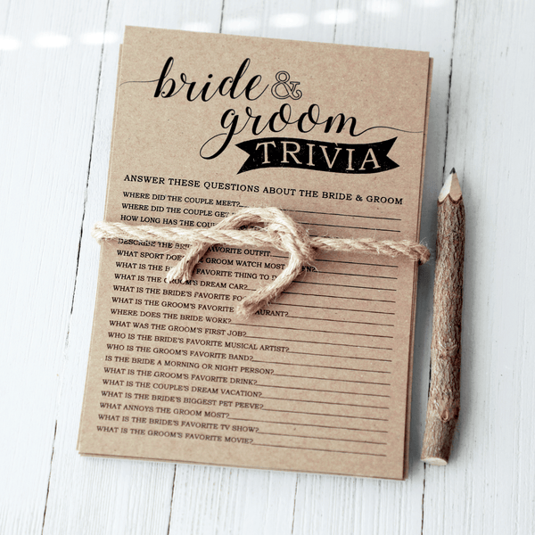 Bride Groom Trivia Bridal Shower Game
