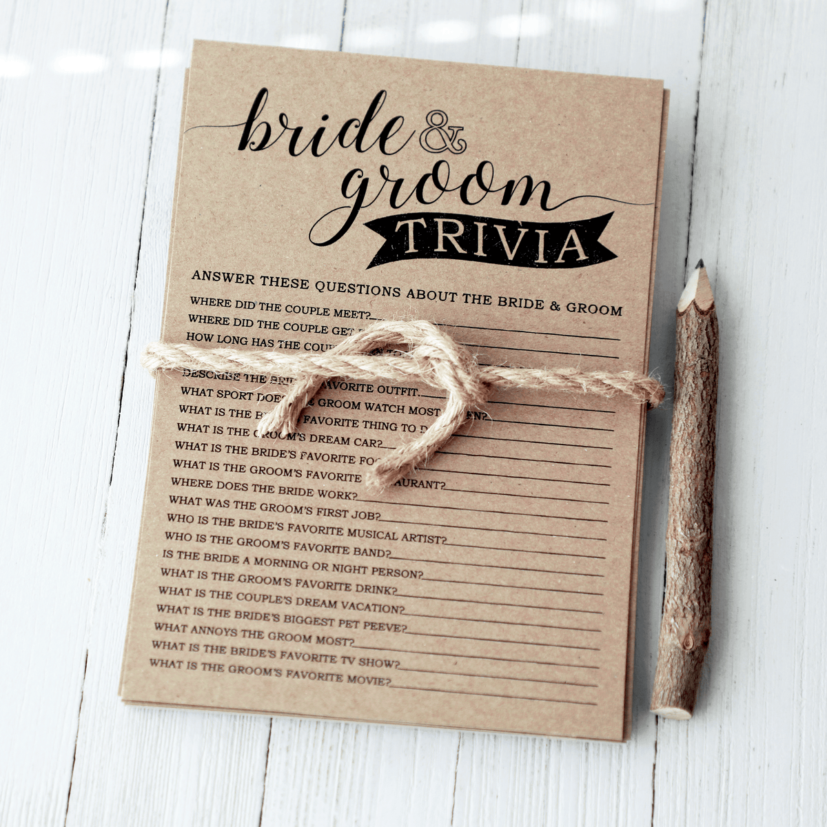 Bride Groom Trivia Bridal Shower Game