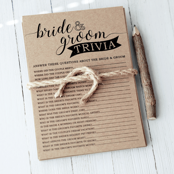 Bride Groom Trivia Bridal Shower Game