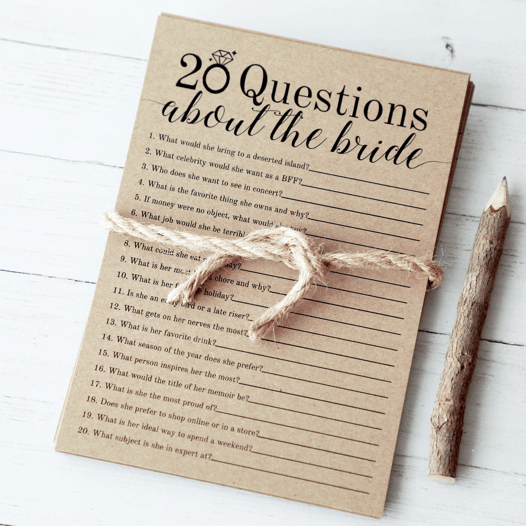 20 Questions about the Bride Bridal Shower Game