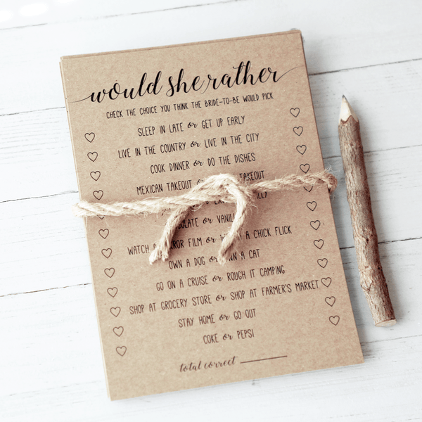 Would She Rather Bridal Shower Game