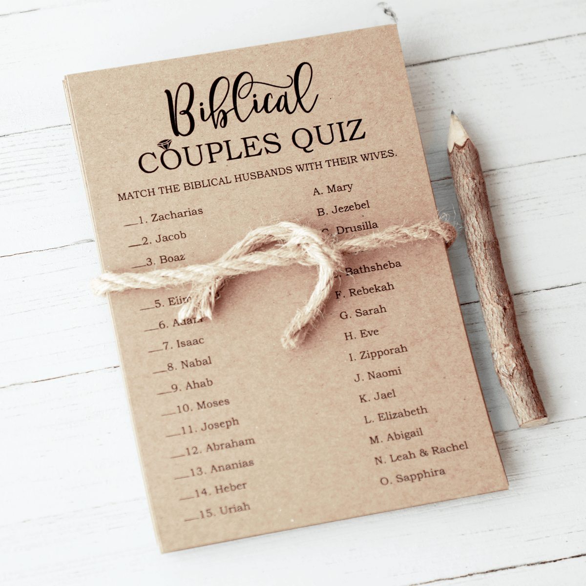 Bible Couples Quiz Bridal Shower Game