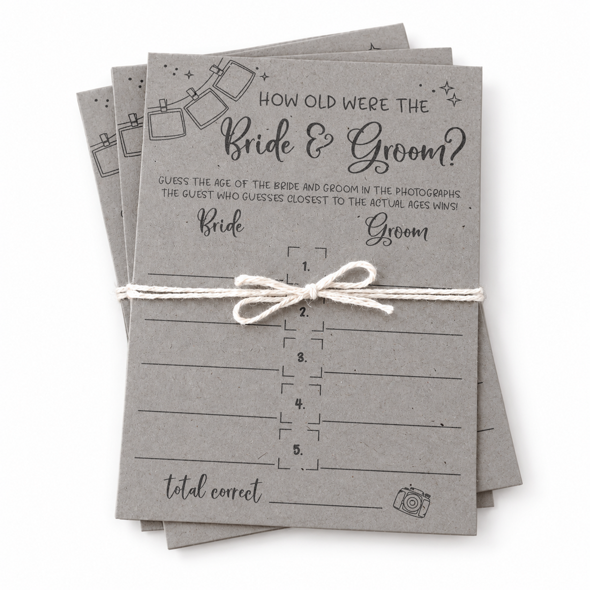 How Old Were The Bride And Groom Bridal Shower Game